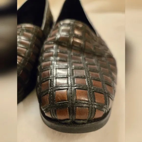 Cole Haan Woven Leather Loafer Black and Brown Size 9.5 Vintage EUC