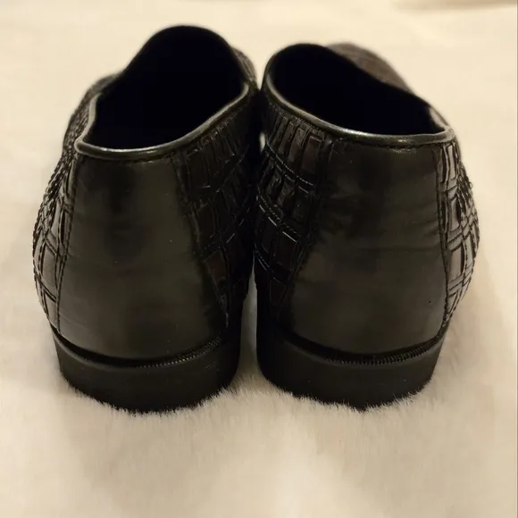 Cole Haan Woven Leather Loafer Black and Brown Size 9.5 Vintage EUC