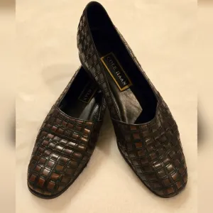 Cole Haan Woven Leather Loafer Black and Brown Size 9.5 Vintage EUC