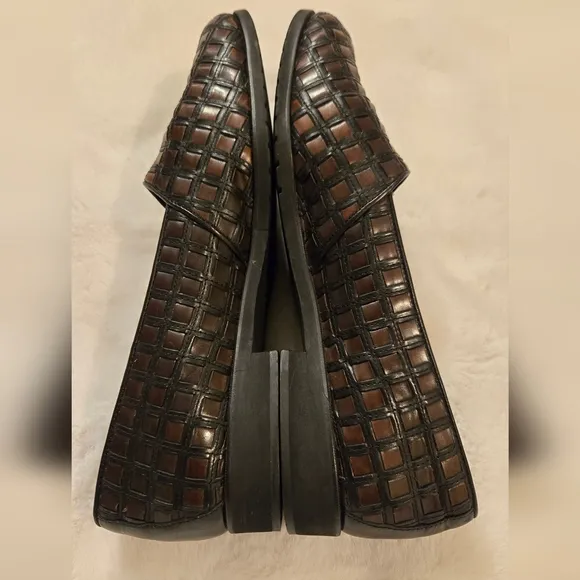 Cole Haan Woven Leather Loafer Black and Brown Size 9.5 Vintage EUC