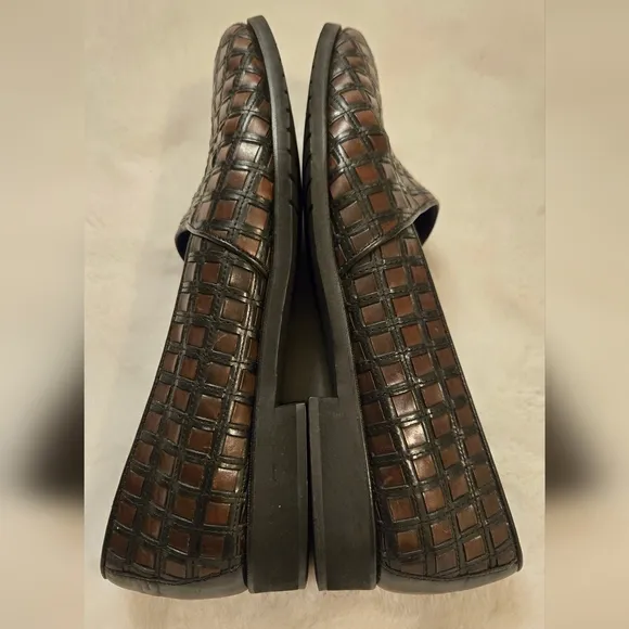 Cole Haan Woven Leather Loafer Black and Brown Size 9.5 Vintage EUC