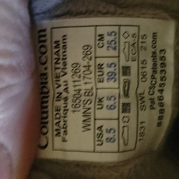 COLUMBIA OMNI GRIP Hiking Boots Suede 8.5 Shearling Lined Outdoor Waterproof