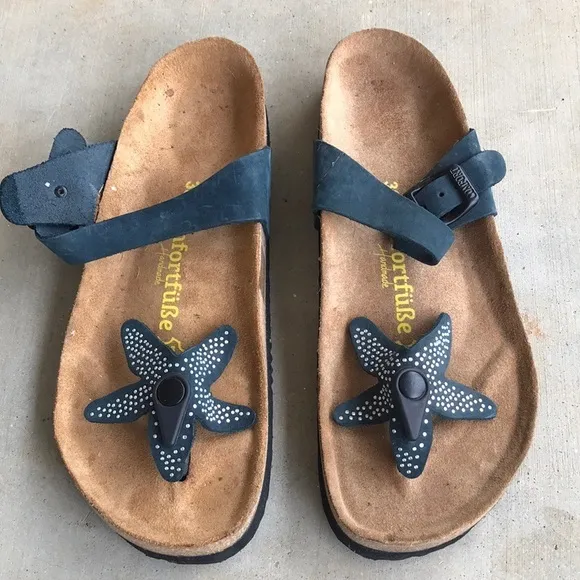 Comfortfusse Starfish Navy Silver Sandals Cork