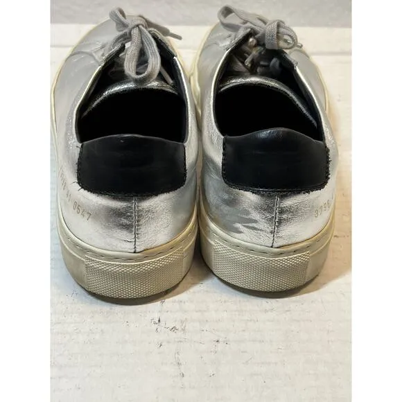 Common Projects Women's Sneakers Achilles Retro Low Silver Black EU 41 US 11