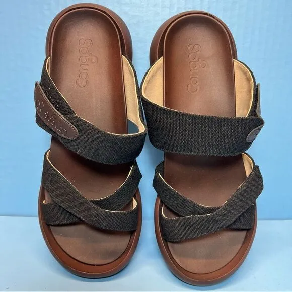 Congos Womens Half Moon Heel Arch Support Sandals in Black 9
