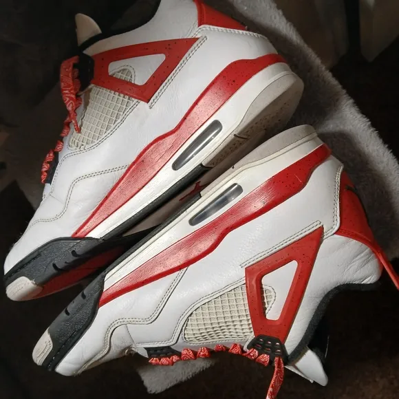 COPY - Air Jordan Retro 4 White and Red Sneakers
