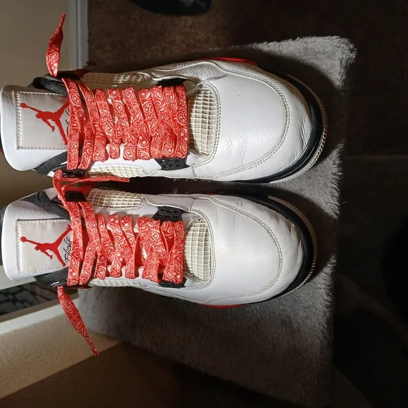 COPY - Air Jordan Retro 4 White and Red Sneakers
