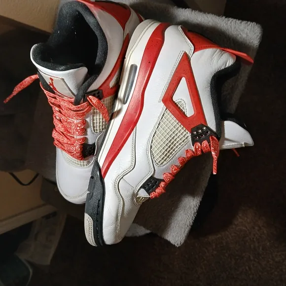 COPY - Air Jordan Retro 4 White and Red Sneakers