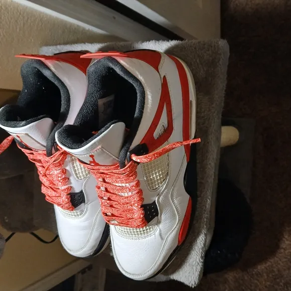 COPY - Air Jordan Retro 4 White and Red Sneakers