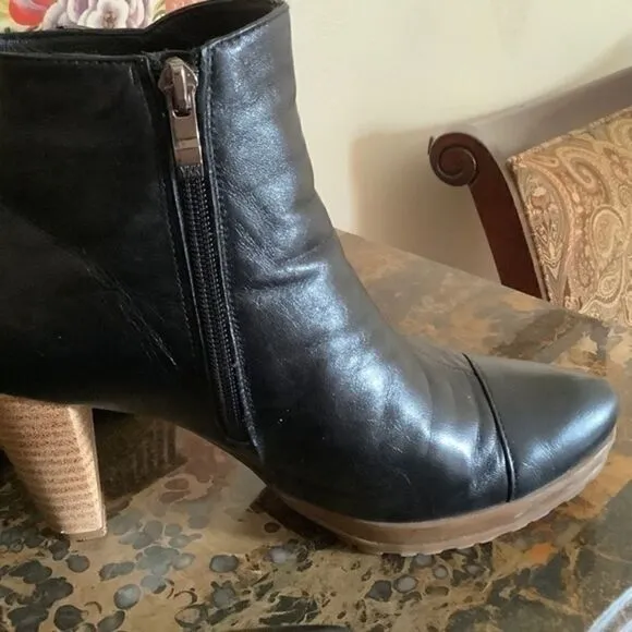 COPY - WOMAN SHEARLING FULLY LINED HEELED BLACK LEATHER ZIPPER ANKLE BOOTS EU 3…