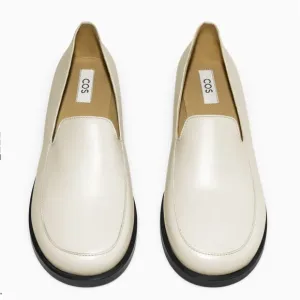 COS Minimal Leather Loafers Cream Size 8 EU 39