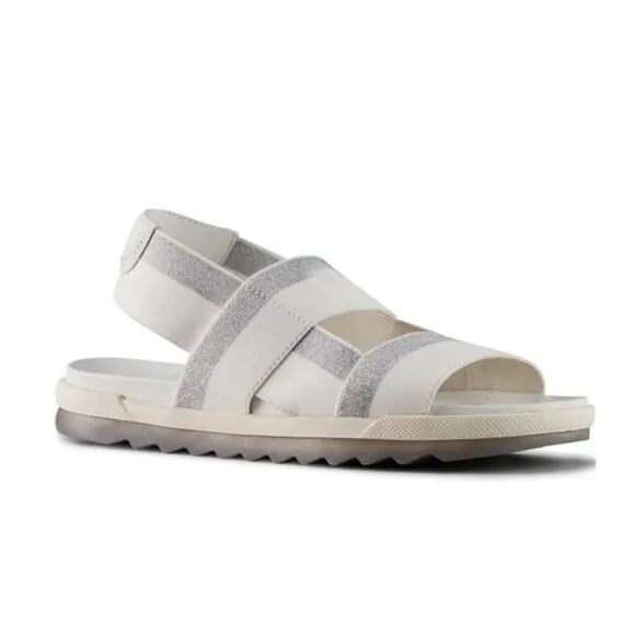 Cougar Womens White and Silver Sling Back Lucia Platform Sandals Sz 10 NIB