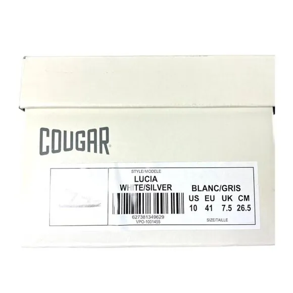 Cougar Womens White and Silver Sling Back Lucia Platform Sandals Sz 10 NIB