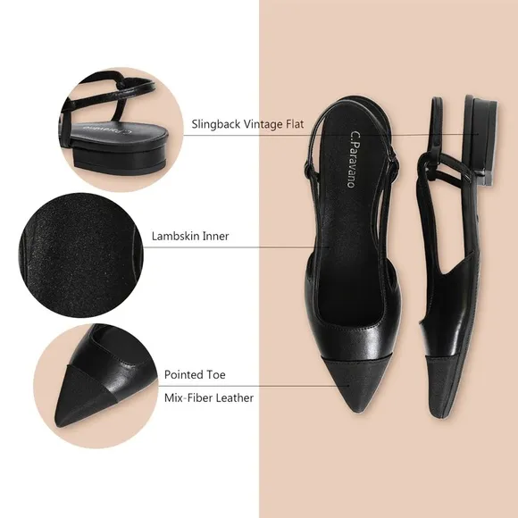 C.PARAVANO Cap-Toe Slingback Flats (Freya) SZ 41.5 / US 11