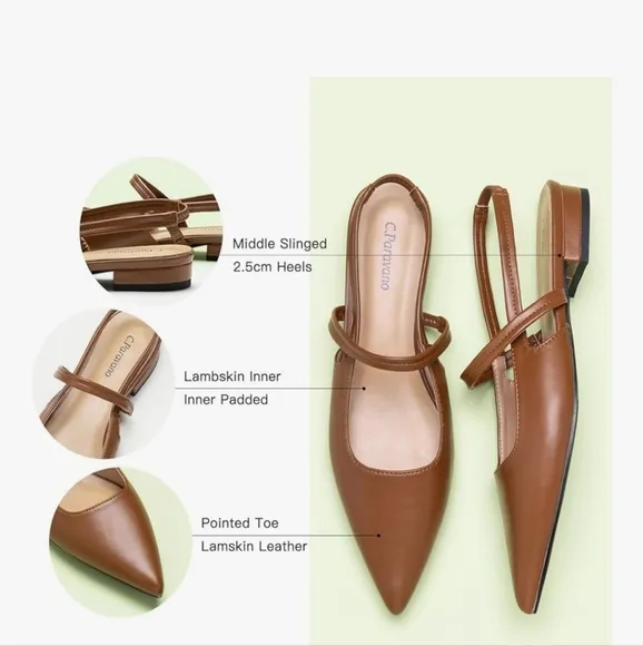 C.Paravano Women's Slingback Kitten Heel New