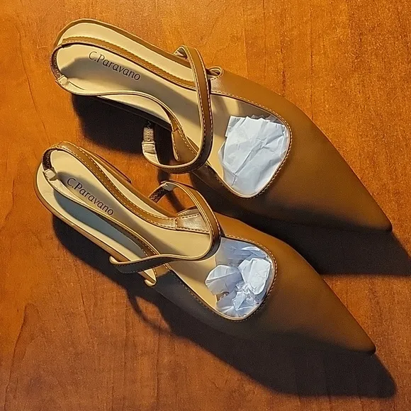 C.Paravano Women's Slingback Kitten Heel New