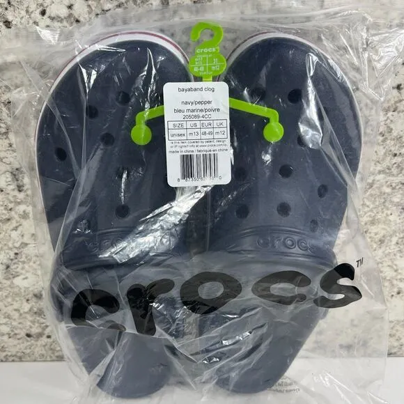 Crocs Bayaband Clogs Mens 13 Navy/Pepper 205089-4CC Sandals Water Shoes Beach