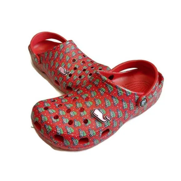 CROCS Classic Vineyard Vines Holiday Clog Sandals Mens Size 10 Womens Sz 12 Red