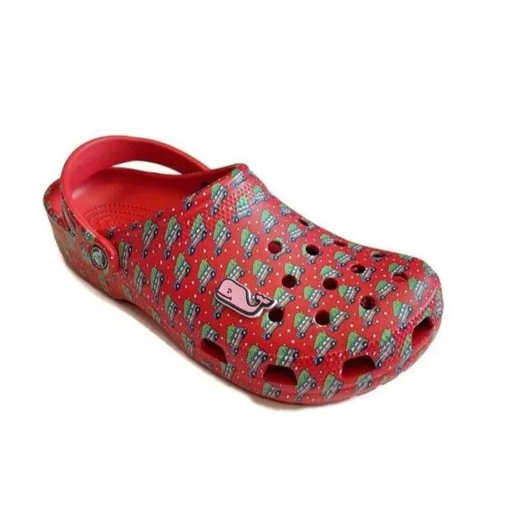 CROCS Classic Vineyard Vines Holiday Clog Sandals Mens Size 10 Womens Sz 12 Red