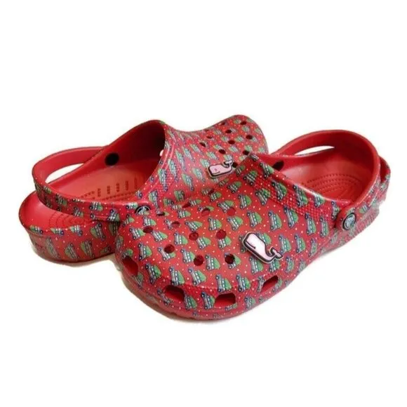 CROCS Classic Vineyard Vines Holiday Clog Sandals Mens Size 10 Womens Sz 12 Red