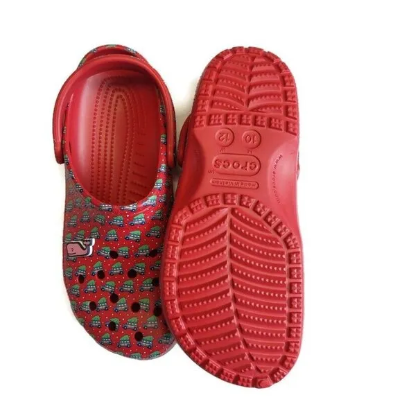 CROCS Classic Vineyard Vines Holiday Clog Sandals Mens Size 10 Womens Sz 12 Red