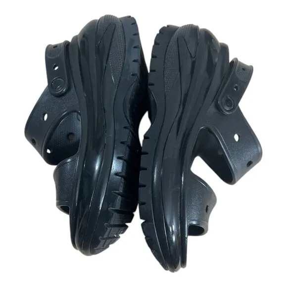 Crocs Iconic Classic Mega Crush Black Water Resistant Platform Sandals Size 9