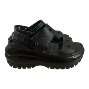Crocs Iconic Classic Mega Crush Black Water Resistant Platform Sandals Size 9