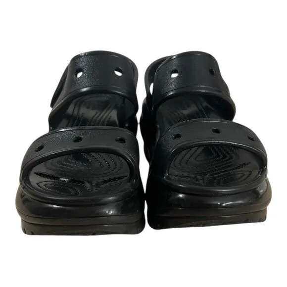 Crocs Iconic Classic Mega Crush Black Water Resistant Platform Sandals Size 9