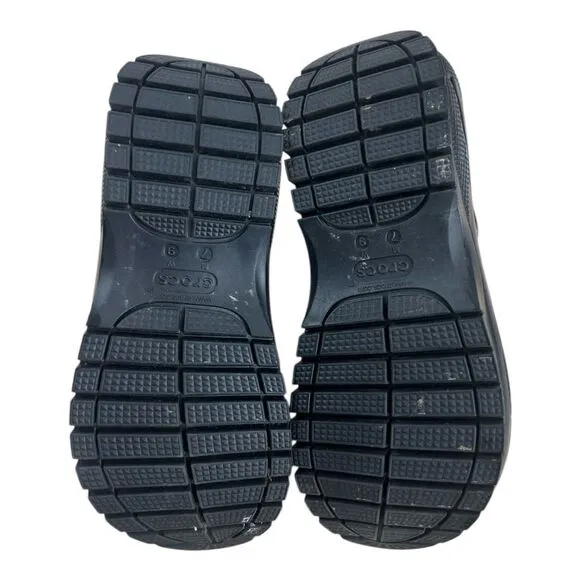 Crocs Iconic Classic Mega Crush Black Water Resistant Platform Sandals Size 9