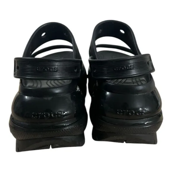 Crocs Iconic Classic Mega Crush Black Water Resistant Platform Sandals Size 9