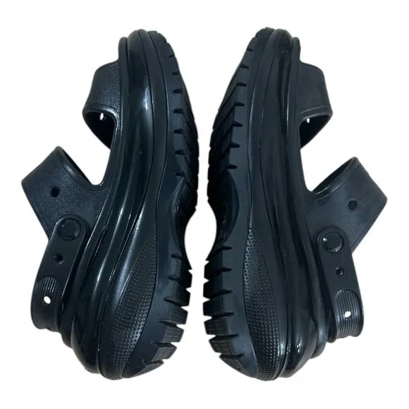 Crocs Iconic Classic Mega Crush Black Water Resistant Platform Sandals Size 9