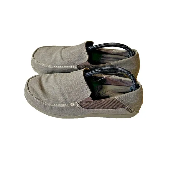 Crocs Mens Santa Cruz Lux 2 Khaki Tan Slip On Shoes Size Men's M9 Pre‎ Owned