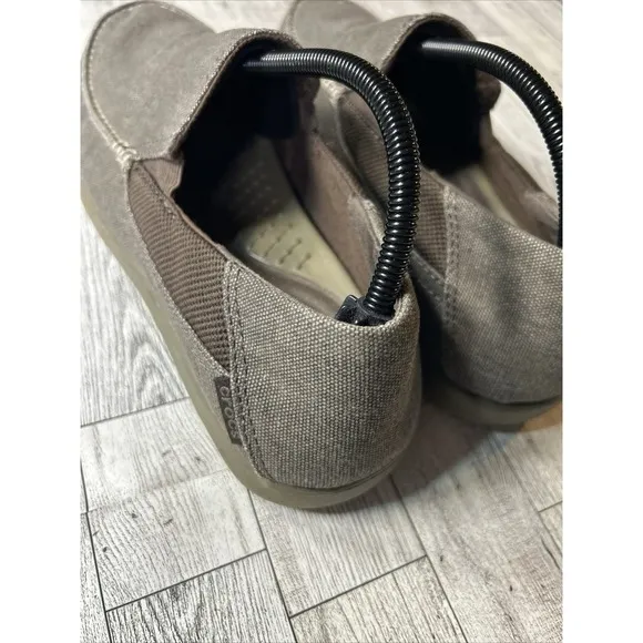 Crocs Mens Santa Cruz Lux 2 Khaki Tan Slip On Shoes Size Men's M9 Pre‎ Owned