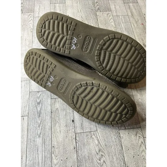 Crocs Mens Santa Cruz Lux 2 Khaki Tan Slip On Shoes Size Men's M9 Pre‎ Owned