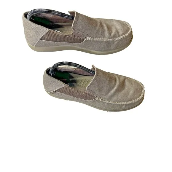 Crocs Mens Santa Cruz Lux 2 Khaki Tan Slip On Shoes Size Men's M9 Pre‎ Owned