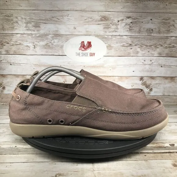 Crocs Mens Size 11 Santa Cruz Casual Brown Slipon Loafers