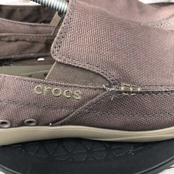 Crocs Mens Size 11 Santa Cruz Casual Brown Slipon Loafers
