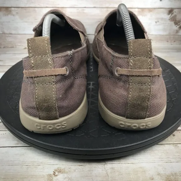 Crocs Mens Size 11 Santa Cruz Casual Brown Slipon Loafers