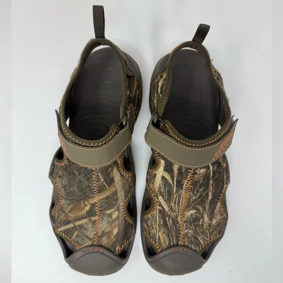 Crocs Mens Swiftwater Realtree Max-5 Camo Sandals Brown 201152 Camo Size 10M