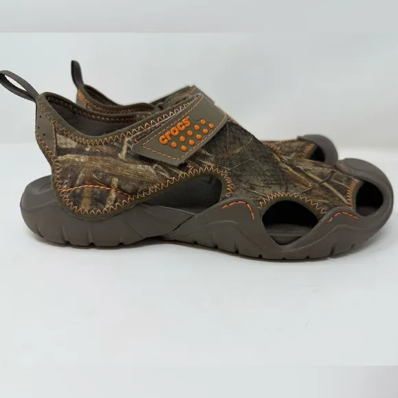 Crocs Mens Swiftwater Realtree Max-5 Camo Sandals Brown 201152 Camo Size 10M