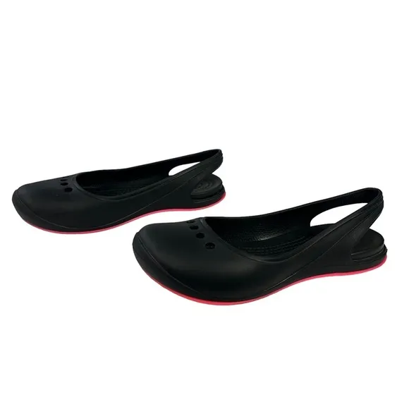 Crocs Tone Skylar Slingback Flats Black Pink Womens Size‎ 6