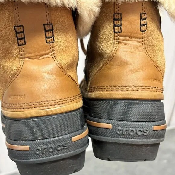 Crocs‎ Womens All Cast II Luxe Snow Boots Sz5 Waterproof Duck Lace Up Gorpcore