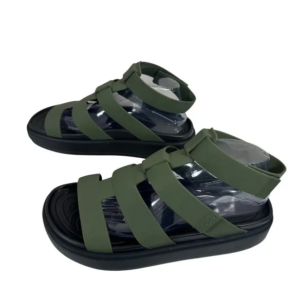 Crocs Women's Sandals Green Water Resistant Fisherman Brooklyn Luxe Size 10W