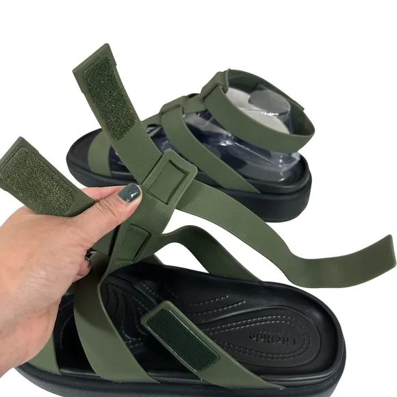 Crocs Women's Sandals Green Water Resistant Fisherman Brooklyn Luxe Size 10W