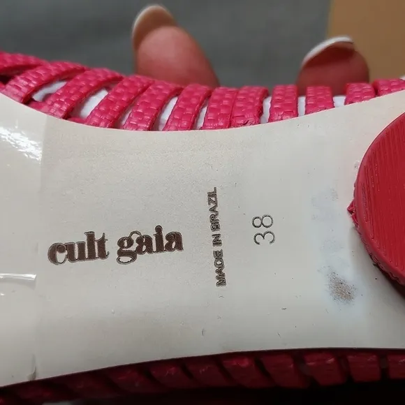 Cult Gaia Leena Leather Raffia Pink Flats Pointed Toe Size 8 and 10