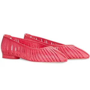 Cult Gaia Leena Leather Raffia Pink Flats Pointed Toe Size 8 and 10