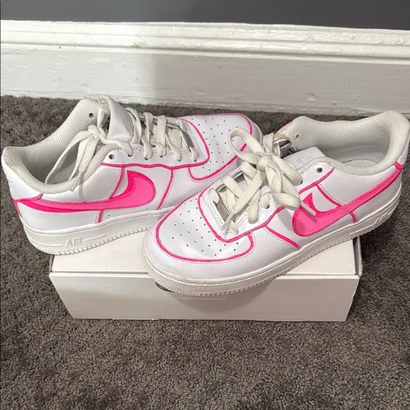 Custom Painted White and Pink Air Force Ones