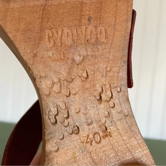 CYDWOQ REVOLT Wood Soled Sandals with Veg Dyed Red Leather Straps *USA Made*