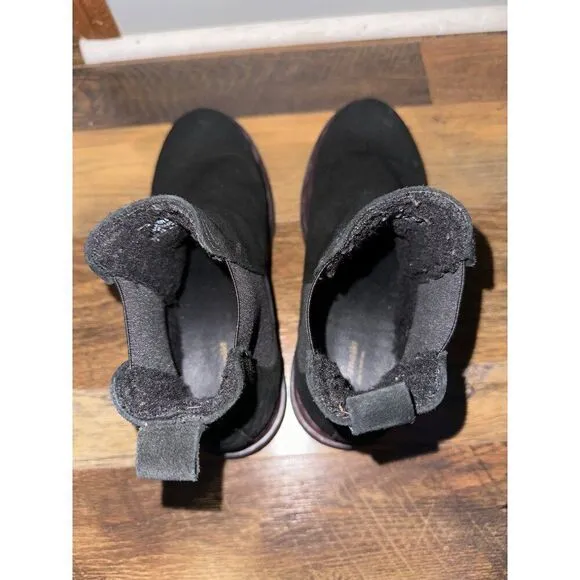 Danessa Black Leather Suede Chelsea Lug Sole Boots- Made in Portugal  Size 39/ 8