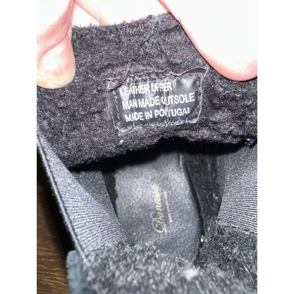 Danessa Black Leather Suede Chelsea Lug Sole Boots- Made in Portugal  Size 39/ 8